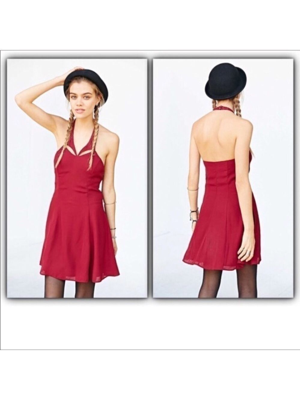 𝅺uo Kimchi Blue chiffon cutout Halter Dress Jr size L